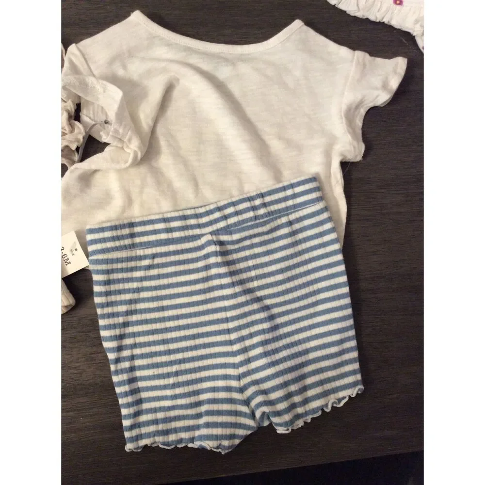 New with tags Baby Girl 3-6 mths Summer Outfits Stripes Lot of 2